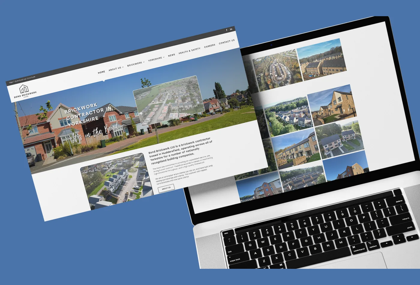 The Bond Brickwork website shown on a laptop and as a full page design