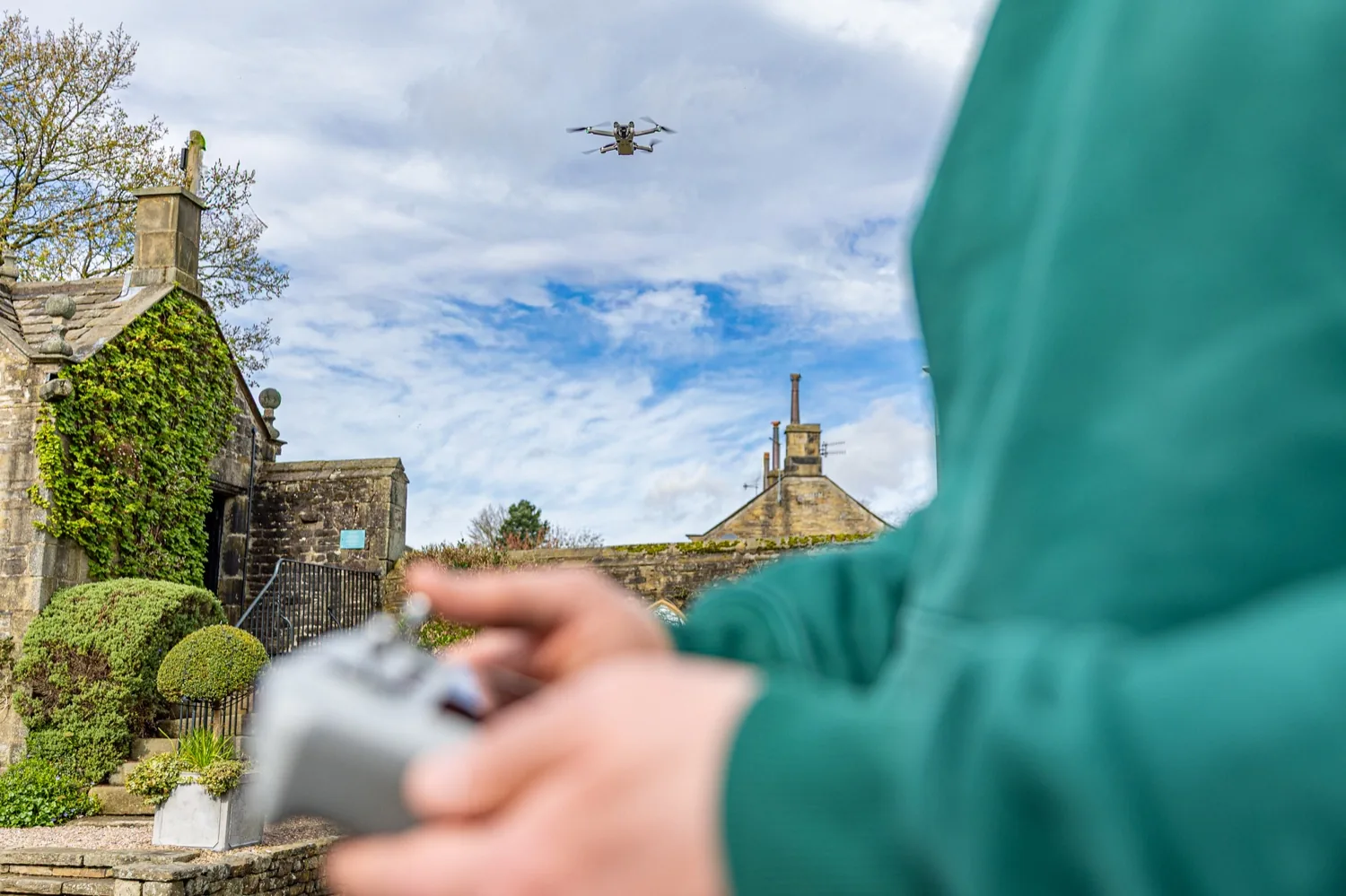 David from Halizona flying the drone on a client shoot in Yorkshire